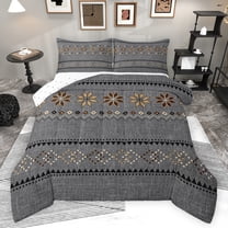 Feelyou Boho Aztec Triangle Bedding Comforter Set for Men, Grey Hippie Mandala Twin Comforter Sets, Vintage Countryside Reversible Bedding Set, Luxury Bedroom Decor, 2 Pieces
