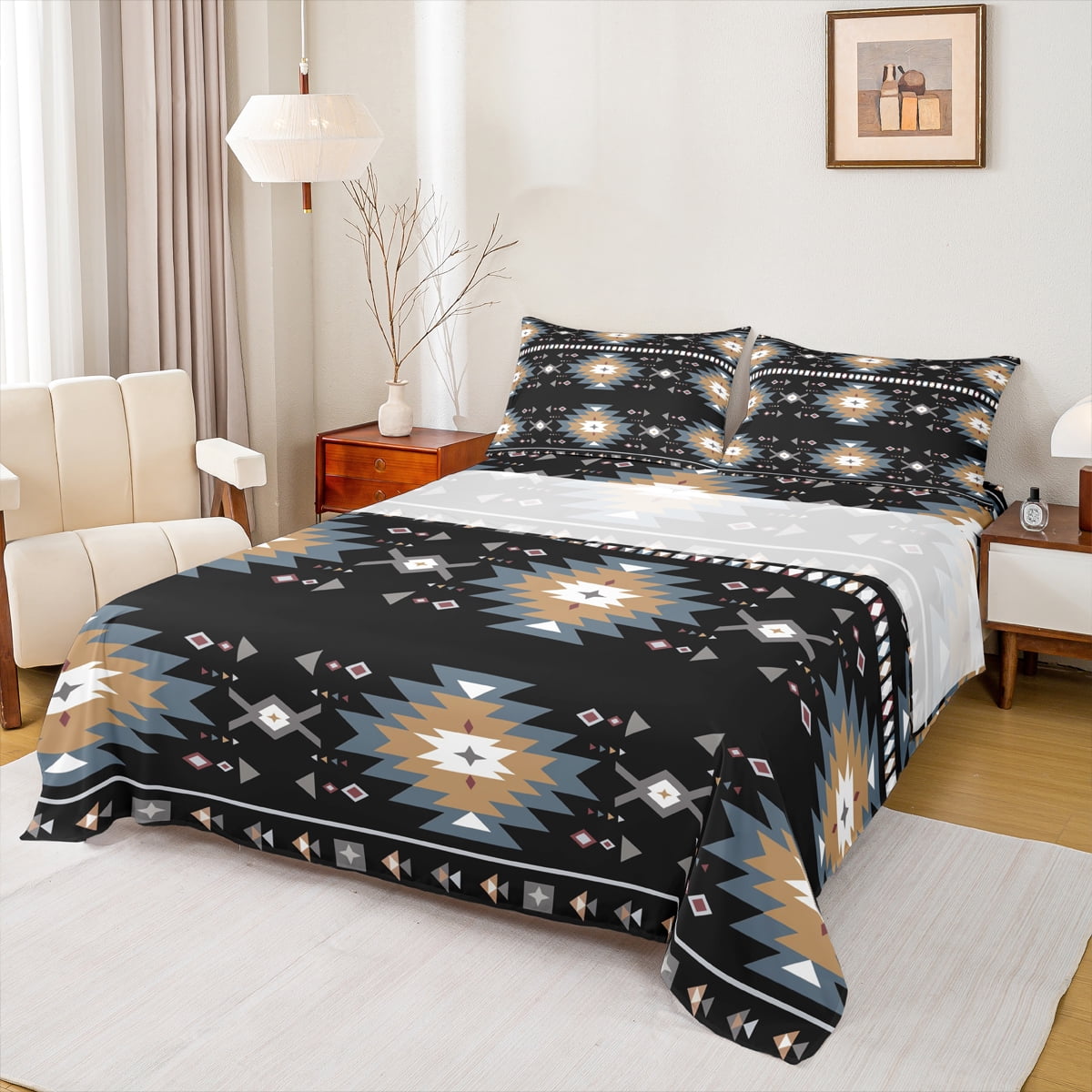 Feelyou Boho Aztec Women Twin Sheet Sets, Vintage Bohemian Mandala Twin ...