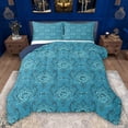 thumbnail image 1 of Feelyou Boho Bowknot Damask Twin Comforter Sets, Retro Turquoise Flower Bedding Set, 2pcs, 1 of 8