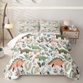 thumbnail image 1 of Feelyou Boho Floral Dinosaur Quilt King for Boys Girls, Jungle Botanical King Coverlet Set, White Green, 3 Pieces, 1 of 7