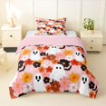 thumbnail image 1 of Feelyou Boho Floral Ghost Twin Comforter Sets, Halloween Spooky Bat Web Bedding Set, Pink Reversible, 2-Piece, 1 Comforter and 2 Pillowcases, 1 of 7