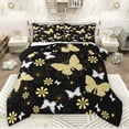 thumbnail image 1 of Feelyou Boho Gold Butterfly Queen Comforter Set for Teen, Cartoon Cherry Blosoms Bedding Sets, Tribal Mandala Style Reversible Bedding Comforter Set, Ultra Soft Bedroom Decor, 3pcs, 1 of 8