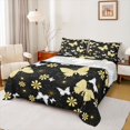 thumbnail image 1 of Feelyou Boho Gold Butterfly Queen Sheet Sets for Teen, Cartoon Cherry Blosoms Flat Sheet, Tribal Mandala Style Queen Fitted Sheet, Ultra Soft Bedroom Decor, 4pcs, 1 of 7