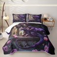 thumbnail image 1 of Feelyou Boho Gothic Rose Dragon Twin Quilt Set for Men Women, Vintage Castle Animal Twin Coverlet Set, Purple Pink, 2 Pieces, 1 of 7