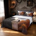 thumbnail image 1 of Feelyou Boho Halloween Ghost Bed Sheets, Spooky Black Cat Moon Full Size Sheets, Navy Orange, 4-Piece, 1 Flat Sheet, 1 Fitted Sheet and 2 Pillowcases, 1 of 5