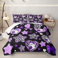 thumbnail image 1 of Feelyou Boho Halloween Ghost Bed Spread Queen, Purple Bowknot Star Print Queen Coverlet Set, 3-Piece, 1 Comforter and 2 Pillowcases, 1 of 7