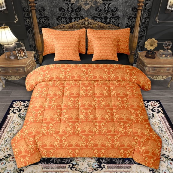 Feelyou Boho Life Tree Twin Bedding Sets 7pcs, Retro Mandala Damask Bedding Comforter Set