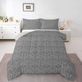 thumbnail image 1 of Feelyou Boho Mandala Damask Queen Comforter Set, Sliver Skeleton Bedding Set, 3pcs, 1 of 8