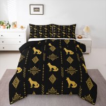 Feelyou Boho Mandala Damask Twin Comforter Sets, Jungle Fox Animal Bedding Set, 2 Pieces