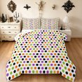 thumbnail image 1 of Feelyou Boho Multicolor Dot Full Size Comforter Sets, Cartoon Polka Print Bedding Comforter Set, White Purple Orange, Halloween Reversible, 3 Pieces, 1 Comforter and 2 Pillowcases, 1 of 7