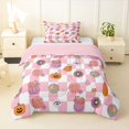thumbnail image 1 of Feelyou Boho Pumpkin Daisy Twin Comforter Sets, Hippie Buffalo Plaid Bedding Set, Pink Reversible, 2-Piece, 1 Comforter and 2 Pillowcases, 1 of 7