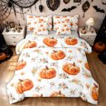 thumbnail image 1 of Feelyou Boho Pumpkin Full Size Bedding Sets, Hippie Autumn Floral Full Size Bed in a Bag, White, Gray Reversible, 7 Pieces, 1 of 7