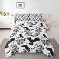 thumbnail image 1 of Feelyou Boho Raven Rose Full Size Comforter Sets, Spooky Skull Bat Bedding Comforter Set, Black White, Halloween Reversible, 3pcs, 1 Comforter and 2 Pillowcases, 1 of 7