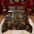 thumbnail image 1 of Feelyou Boho Skeleton Skull Bedding Comforter Set, Rustic Orange Groovy Flower Twin Comforter Sets, Hippie Gothic Romantic Reversible Bedding Set, Lightweight Room Decor, 2 Pieces, 1 of 8