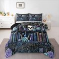 thumbnail image 1 of Feelyou Boho Skull Rose Queen Comforter Set, Spooky Western Book Comforter Sets Queen, Blue Purple, Black Reversible, 3-Piece, 1 Comforter and 2 Pillowcases, 1 of 7