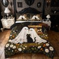 thumbnail image 1 of Feelyou Boho Western Ghost Queen Comforter Set, Cute Black Cat Carousel Comforter Sets Queen, Green Orange, Black Reversible, 3 Pieces, 1 Comforter and 2 Pillowcases, 1 of 7