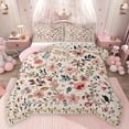 thumbnail image 1 of Feelyou Botanical Floral Leaf Full Size Comforter Sets, Fashion Pink Flower Bedding Comforter Set, Teens Women Girls Reversible Bedding Sets, Breathable Home Decor, 3pcs, 1 of 8
