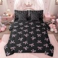 thumbnail image 1 of Feelyou Bow Butterfly Bedding Comforter Set 7pcs, Black Pink Bowknot Queen Bedding Sets, 1 of 8