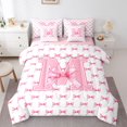 thumbnail image 1 of Feelyou Bow Letter M Twin Bedding Sets 7pcs, Pink Cartoon Bedding Comforter Set, 1 of 7