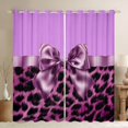 thumbnail image 1 of Feelyou Bow Ribbon Black Out Curtains, Cheetah Print Curtains Pack of 2 (42x63 Each), 1 of 6