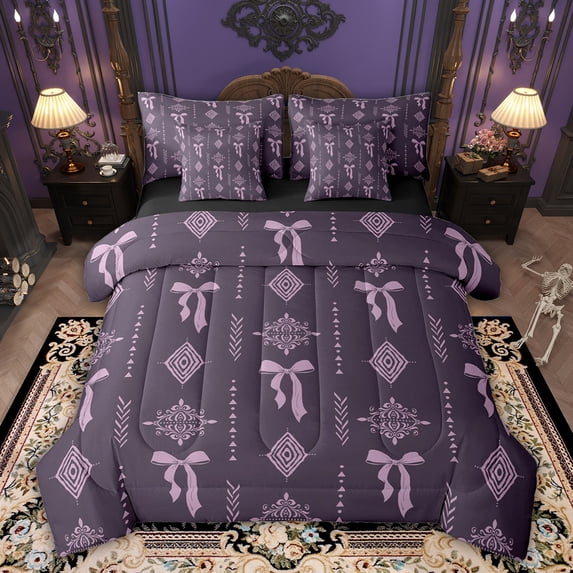 Feelyou Bow-tie Twin Bedding Sets 7-Piece, Bohemian Western Aztec Bedding Comforter Set