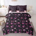 thumbnail image 1 of Feelyou Bowknot Bedding Comforter Set 7 Pieces, Black Pink Queen Bedding Sets, 1 of 7