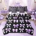 thumbnail image 1 of Feelyou Bowknot Bedding Comforter Set 7pcs, Black Purple Watercolor King Bedding Sets, 1 of 8