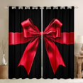 thumbnail image 1 of Feelyou Bowknot Bow Blackout Curtains Set of 2 (52x84 Each), Black Red Window Curtains, 1 of 6
