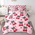thumbnail image 1 of Feelyou Bowknot Cherry Bedding Comforter Set 7pcs, Pink Buffalo Plaid King Bedding Sets, 1 of 8