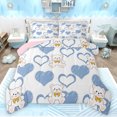 thumbnail image 1 of Feelyou Bowknot Doll Bear Bedding Comforter Set, Kawaii Love Heart Blue Twin Comforter Sets, Teens Kids Boys Girls Reversible Bedding Set, Breathable Home Decor, 2pcs, 1 of 8