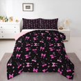 thumbnail image 1 of Feelyou Bowknot Full Size Comforter Sets, Black Pink Bedding Sets, 3 Pieces, 1 of 7