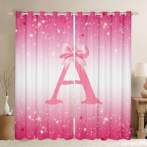 Feelyou Bowknot Initial A Black Out Curtains, Stars Curtains Pack of 2 (42x63 Each)