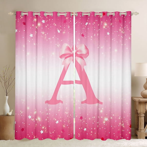 Feelyou Bowknot Initial A Black Out Curtains, Stars Curtains Pack of 2 (42x63 Each)