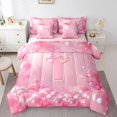 thumbnail image 1 of Feelyou Bowknot Initial T Twin Bedding Sets 7pcs, Glitter Diamond Stars Comforter Set, 1 of 8