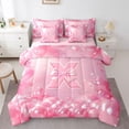 thumbnail image 1 of Feelyou Bowknot Initial X Comforter Set 7pcs, Glitter Diamond Stars Full Bedding Set, 1 of 8