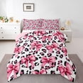 thumbnail image 1 of Feelyou Bowknot Kid Queen Comforter Set, Pink Cheetah Leopard Print Bedding Set, 3pcs, 1 of 8