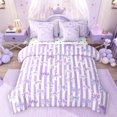 thumbnail image 1 of Feelyou Bowknot Ribbon Bedding Comforter Set 7pcs, Purple Stripes Lines King Bedding Sets, 1 of 8