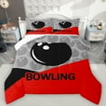 thumbnail image 1 of Feelyou Bowling Print Child Queen Comforter Set, Modern Sports Lover Bedding Sets, Grey Red Cartoon Theme Reversible Bedding Comforter Set, Super Cozy Room Decor, 3-Piece, 1 of 8