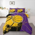 thumbnail image 1 of Feelyou Boys Cartoon Basketball Bedding Comforter Set, Purple Yellow Stripes Geometric Twin Comforter Sets, Modern Ball Game Reversible Bedding Set, Ultra Soft Home Decor, 2-Piece, 1 of 8