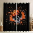 thumbnail image 1 of Feelyou Boys Cartoon Basketball Black Out Curtains, Black Orange Splatter Curtains Pack of 2 (42x63 Each), Eat Sleep Sports Bedroom Curtains, Living Room Curtains Decor, 1 of 7