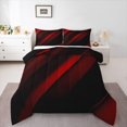 thumbnail image 1 of Feelyou Boys Chic Geometric Bedding Comforter Set, Modern Fashion Abstract Twin Comforter Sets, Red Square Striped Reversible Bedding Set, Microfiber Bedroom Decor, 2pcs, 1 of 8