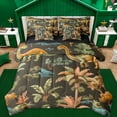 thumbnail image 1 of Feelyou Boys Dinosaur Lover Bedding Comforter Set 7pcs, Tropical Coconut Tree King Bedding Sets, Cartoon Jungle Wildlife Reversible Bed Sheets, Microfiber Bedroom Decor, 1 of 7