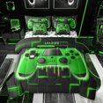 thumbnail image 1 of Feelyou Boys Game Console Bedding Comforter Set 7pcs, Green Modern Gamepad Queen Bedding Sets, Neon Glowing Honeycomb Square Reversible Queen Sheet Sets, Microfiber Bedroom Decor, 1 of 9