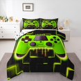 thumbnail image 1 of Feelyou Boys Game Console Full Size Comforter Sets, Lime Modern Gamepad Bedding Comforter Set, Neon Glowing Honeycomb Square Reversible Bedding Sets, Microfiber Bedroom Decor, 3-Piece, 1 of 9