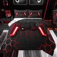 thumbnail image 1 of Feelyou Boys Games Console Full Size Comforter Sets, Mystic Red Honeycomb Bedding Comforter Set, Cartoon Gamepad Theme Reversible Bedding Sets, Lightweight Room Decor, 3 Pieces, 1 of 9