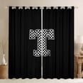 thumbnail image 1 of Feelyou Boys Initial Letter T Blackout Curtains Set of 2 (52x84 Each), Black Monogrammed A to Z Window Curtains, Cartoon Theme Curtains and Drapes, Blackout Curtains Bedroom Decor, 1 of 6