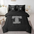 thumbnail image 1 of Feelyou Boys Initial Letter T Twin Bedding Sets 7-Piece, Black Monogrammed A to Z Bedding Comforter Set, Cartoon Theme Reversible Sheet Sets, Microfiber Bedroom Decor, 1 of 7