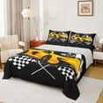 thumbnail image 1 of Feelyou Boys Racing Car Bed Sheets, Orange Automobile Sports King Sheets, Checkered Flag Sheet Set, Ultra Soft Home Decor,4 Pieces, 1 of 7