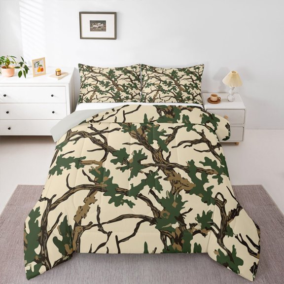 Feelyou Branches Full Size Comforter Sets, Tree Plant Bedding Sets, 3 Pieces