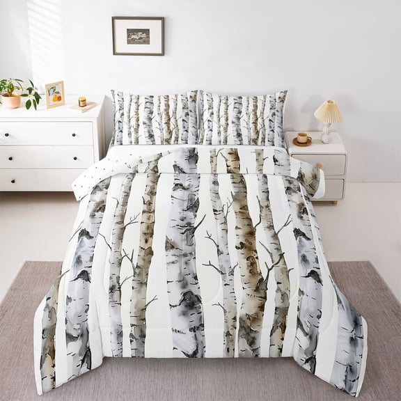 Feelyou Branches Plant Men Queen Comforter Set, Rustic Tree Bedding Comforter Set, 3pcs